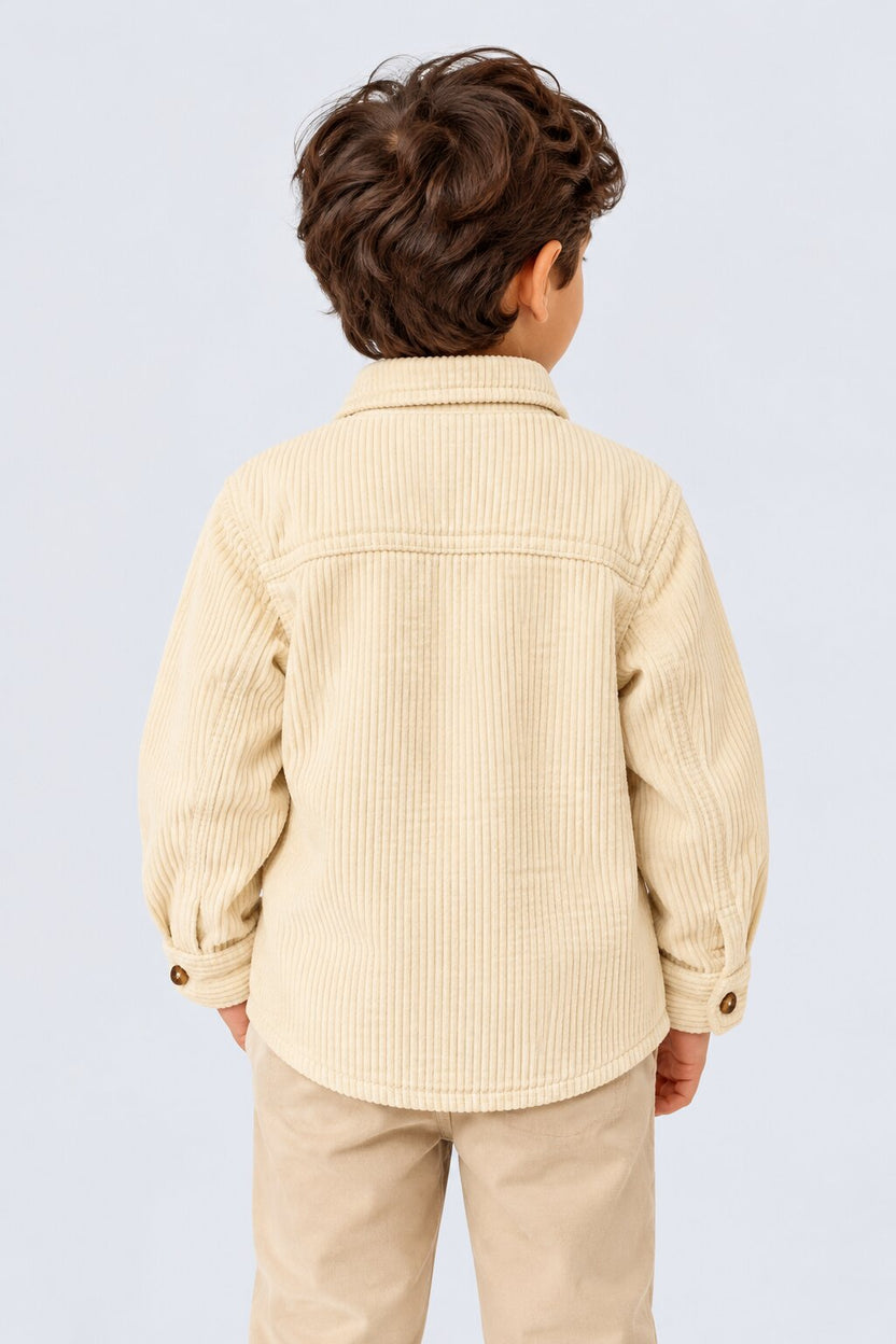 Boys Off White Regular Fit Cotton Shirt - Image 3