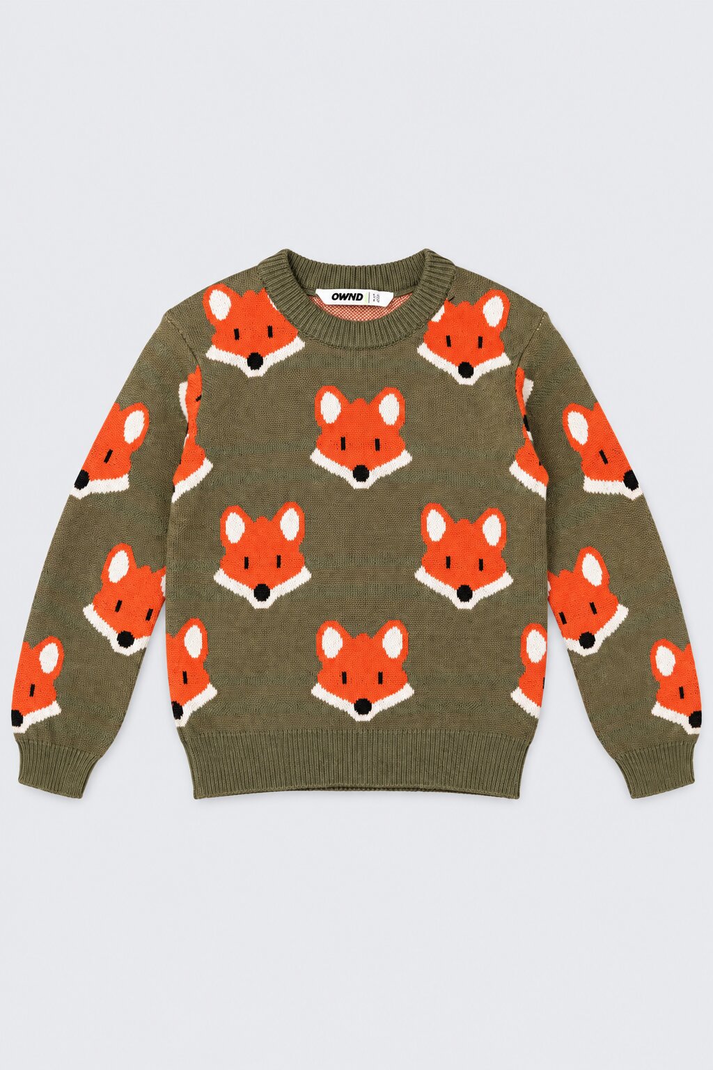 Boys Olive Fox Print Knitted Sweater - Image 2