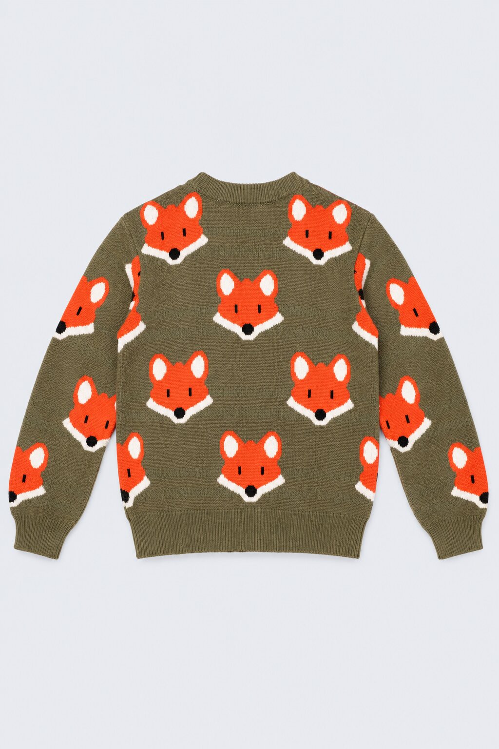 Boys Olive Fox Print Knitted Sweater - Image 4