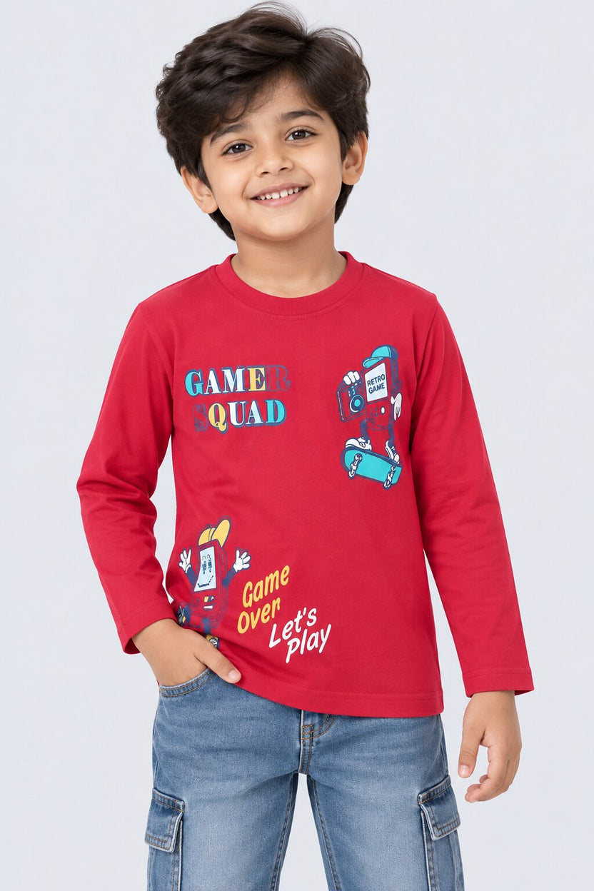 Boys Red Gamer Graphic Print T-Shirt - Image 1