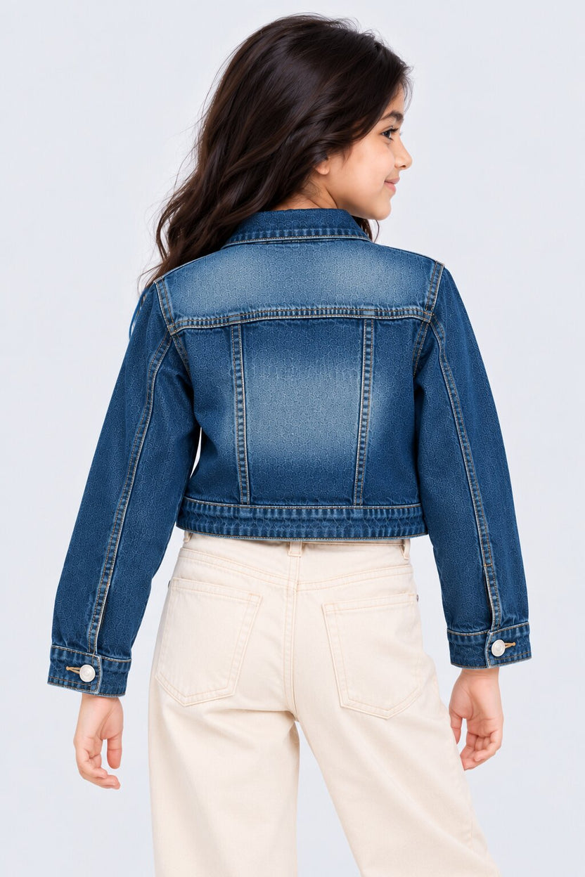 Tweens Girls Blue Washed Denim Jacket - Image 3
