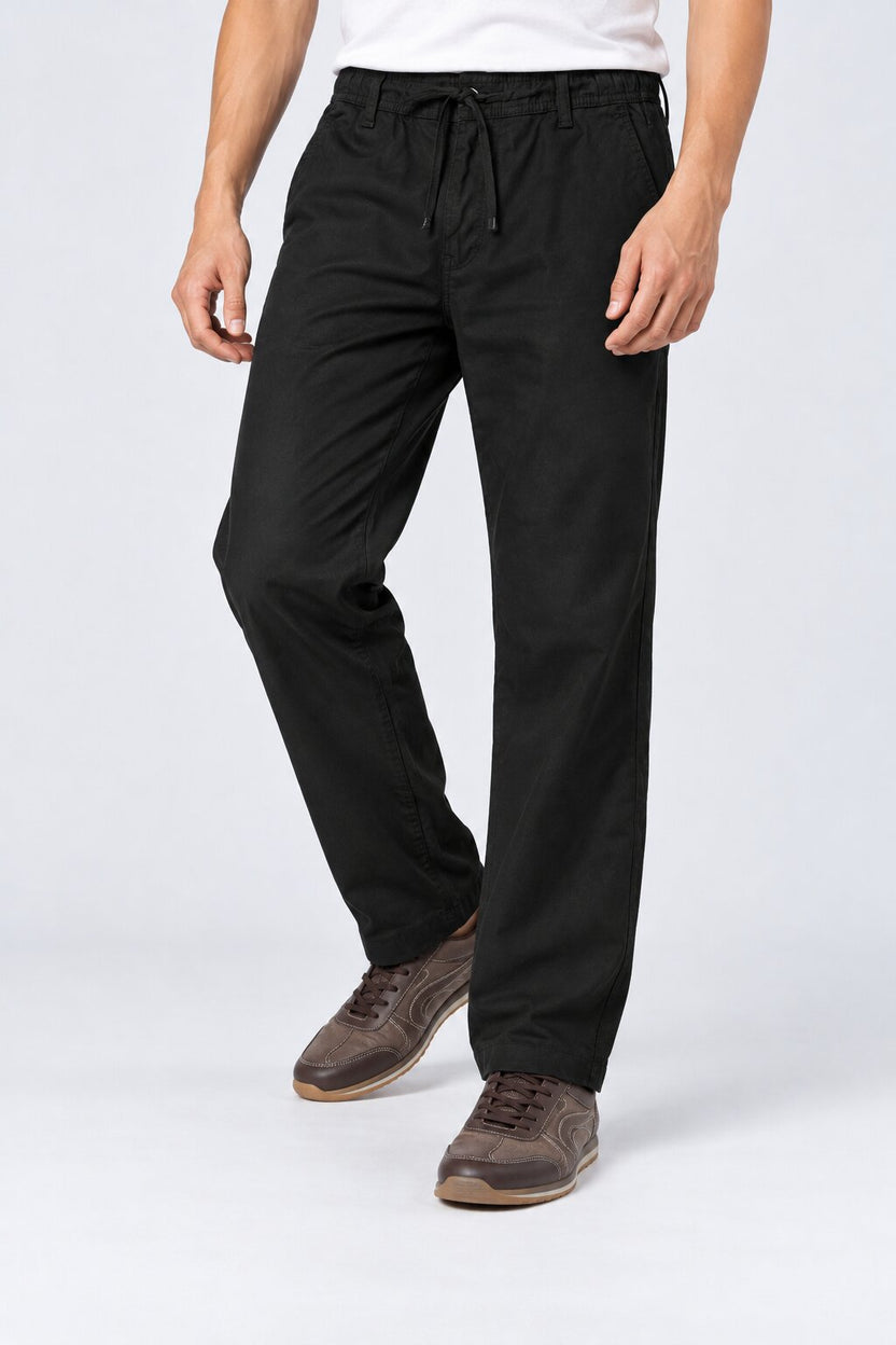 Mens Solid Black Regular Fit Trouser - Image 2