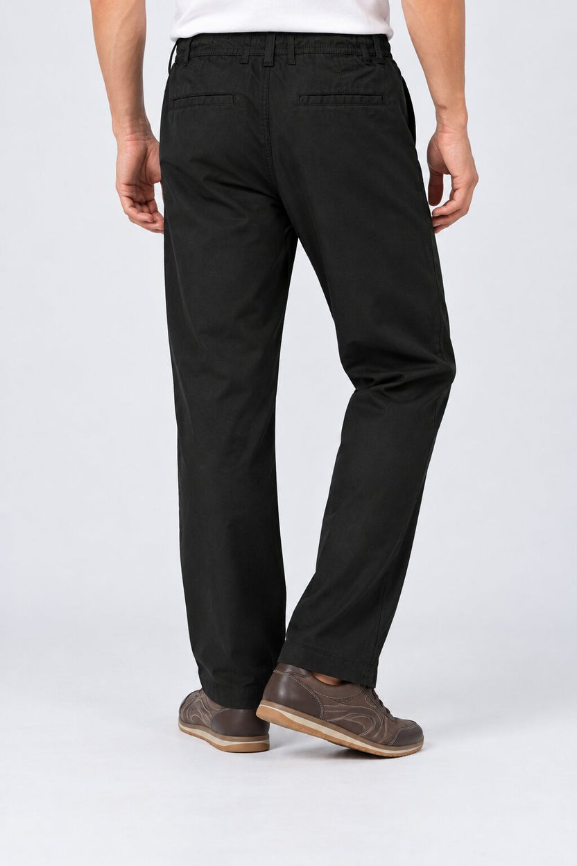 Mens Solid Black Regular Fit Trouser - Image 5