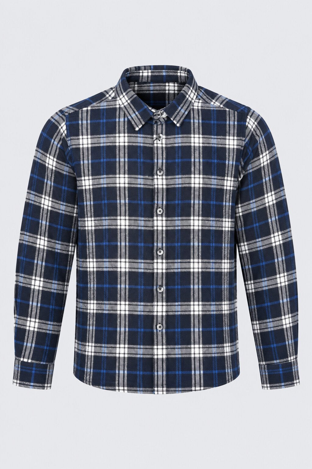 Mens Navy Checked Casual Flannel Shirt - Image 7