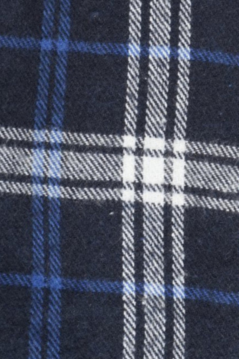 Mens Navy Checked Casual Flannel Shirt - Image 8