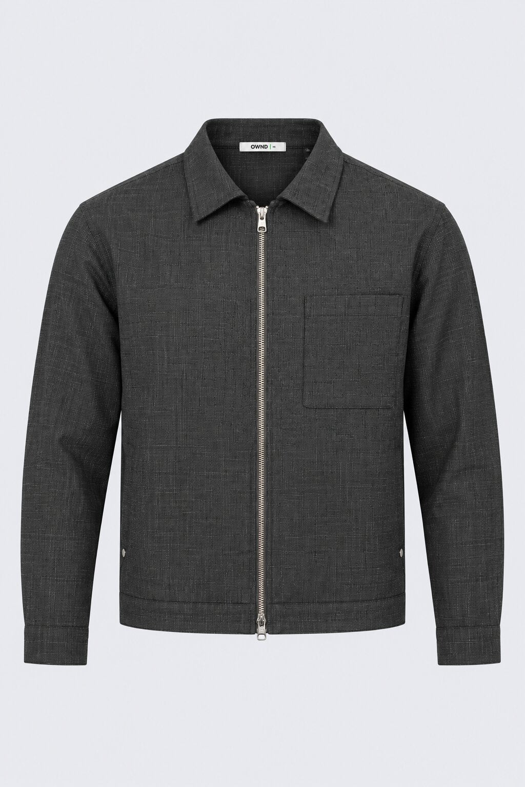Mens Grey Textured Solid Zip-Up Jacket - Image 7