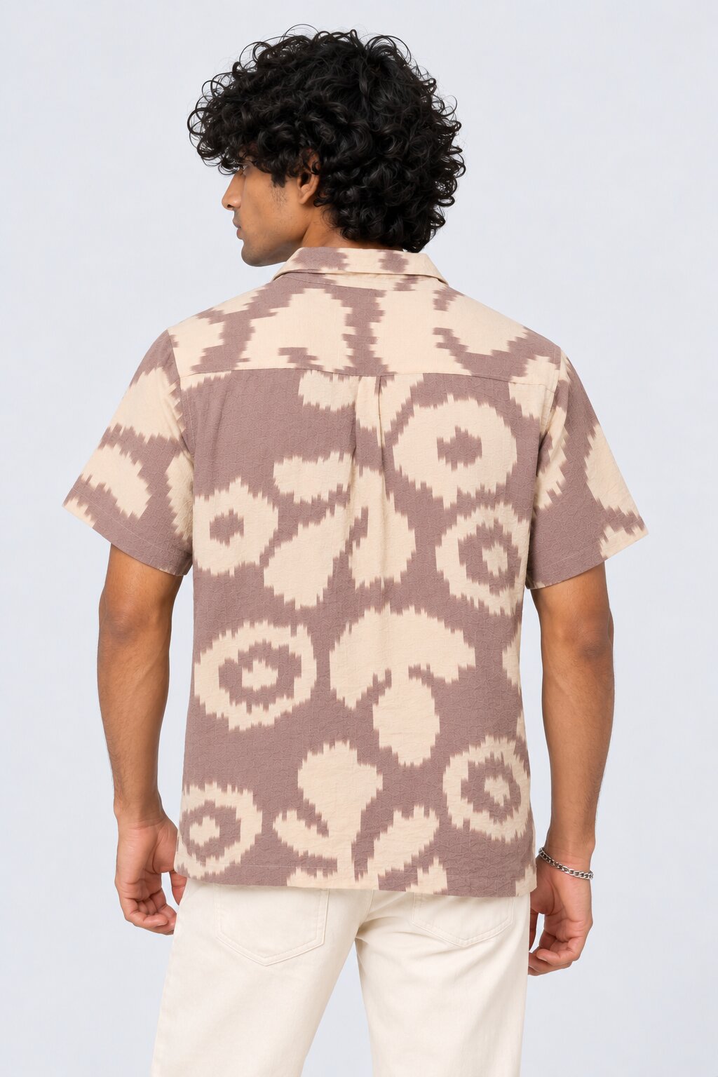 Mens Beige Abstract Printed Resort Shirt - Image 5