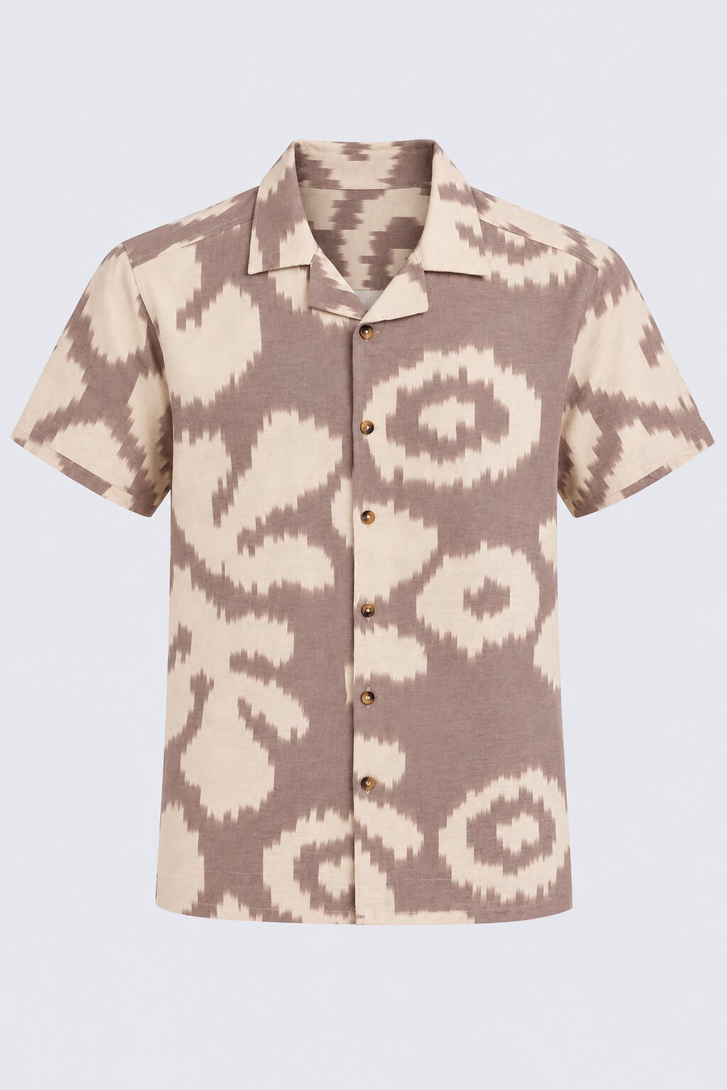Mens Beige Abstract Printed Resort Shirt - Image 7