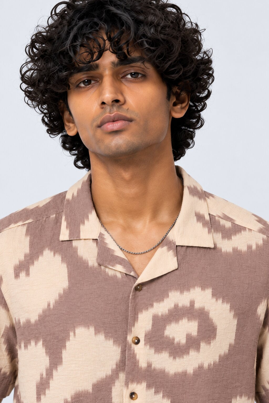 Mens Beige Abstract Printed Resort Shirt - Image 9