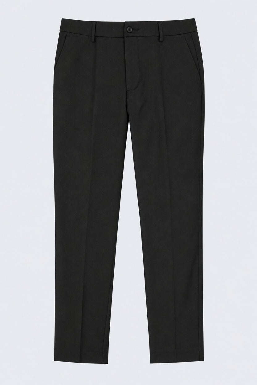 Mens Black Solid Black Regular Fit Trouser - Image 7