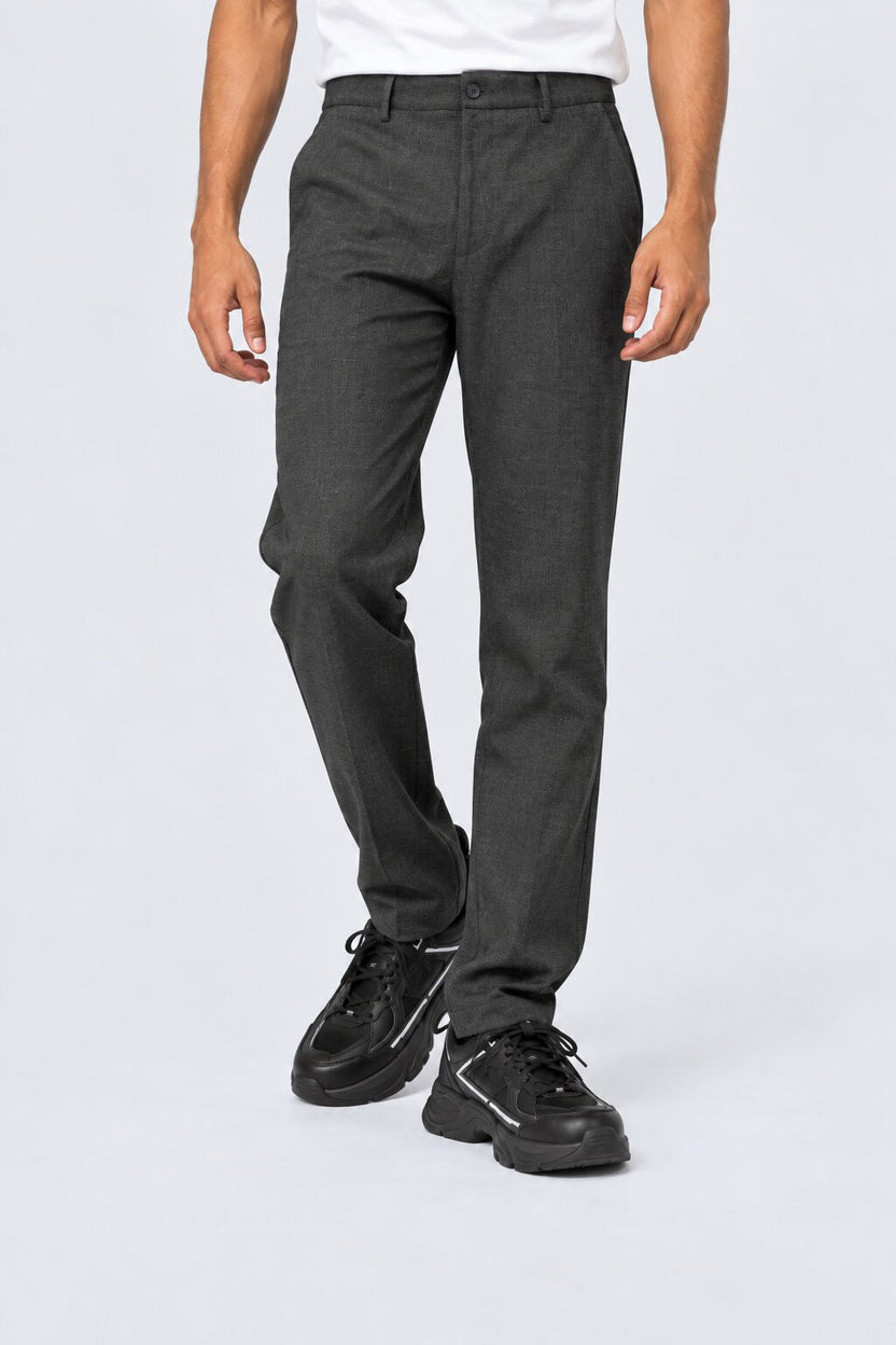 Mens Solid Grey Regular Fit Trouser - Image 2