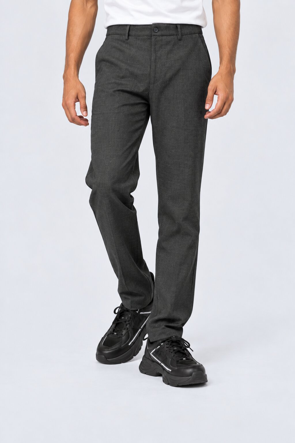 Mens Solid Grey Regular Fit Trouser - Image 2