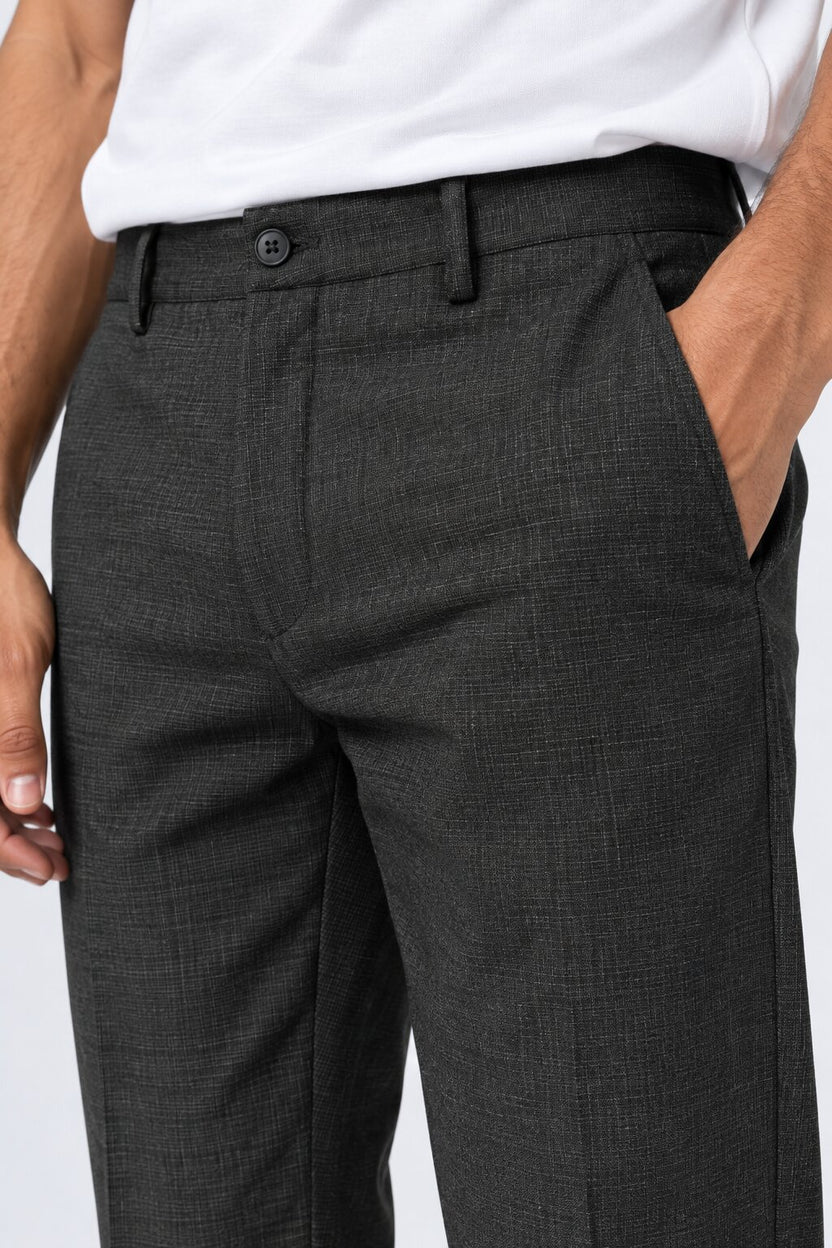Mens Solid Grey Regular Fit Trouser - Image 3