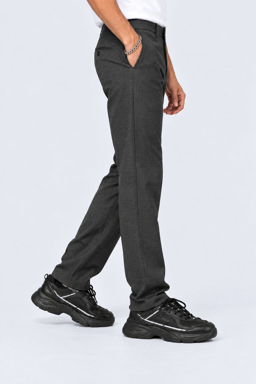 Mens Solid Grey Regular Fit Trouser - Image 4