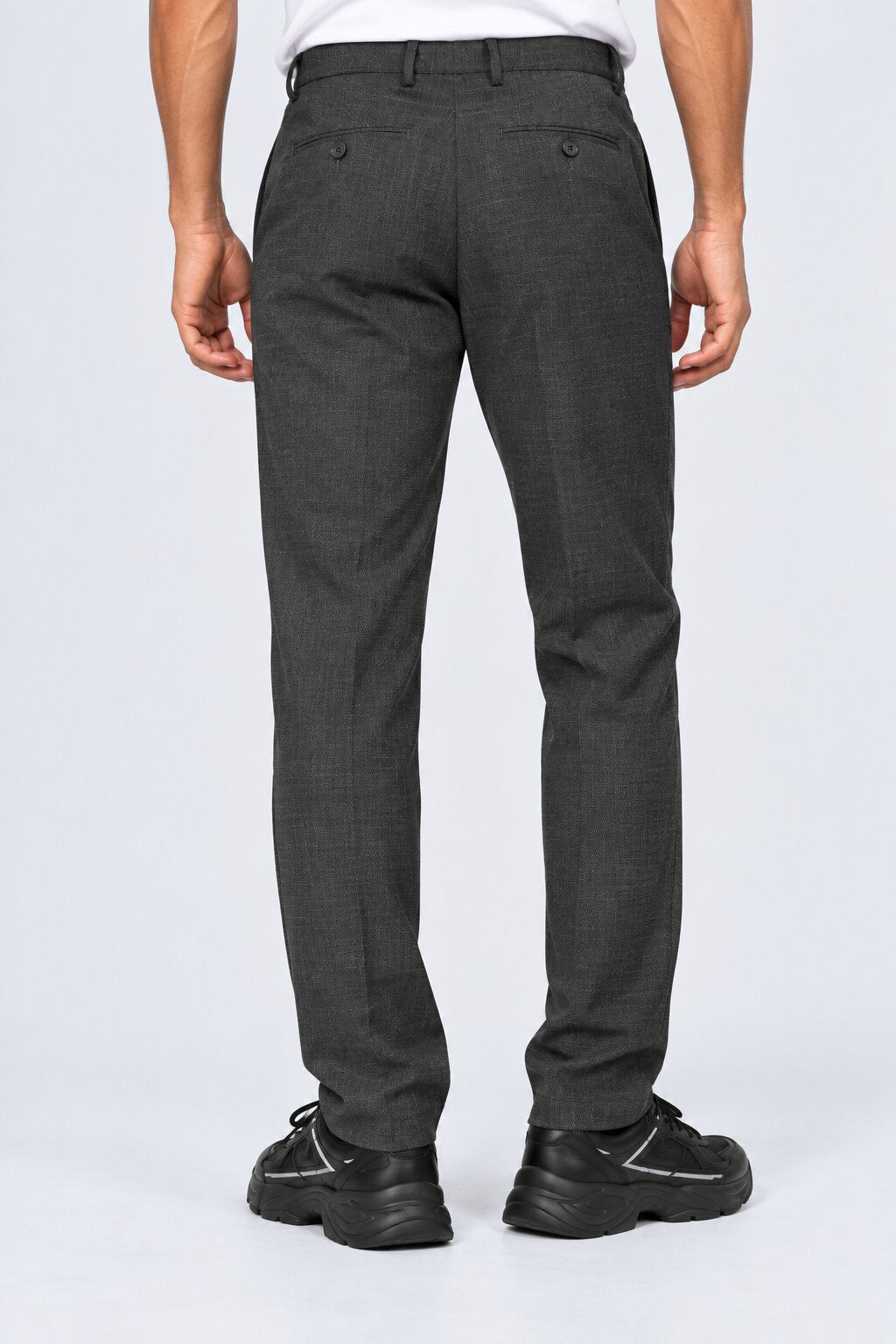 Mens Solid Grey Regular Fit Trouser - Image 5