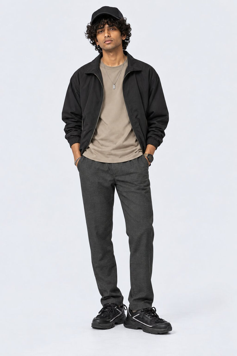 Mens Solid Grey Regular Fit Trouser - Image 6