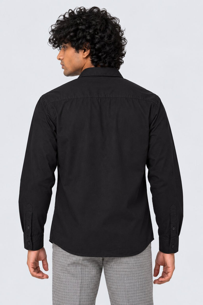 Mens Solid Black Formal Shirt - Image 5