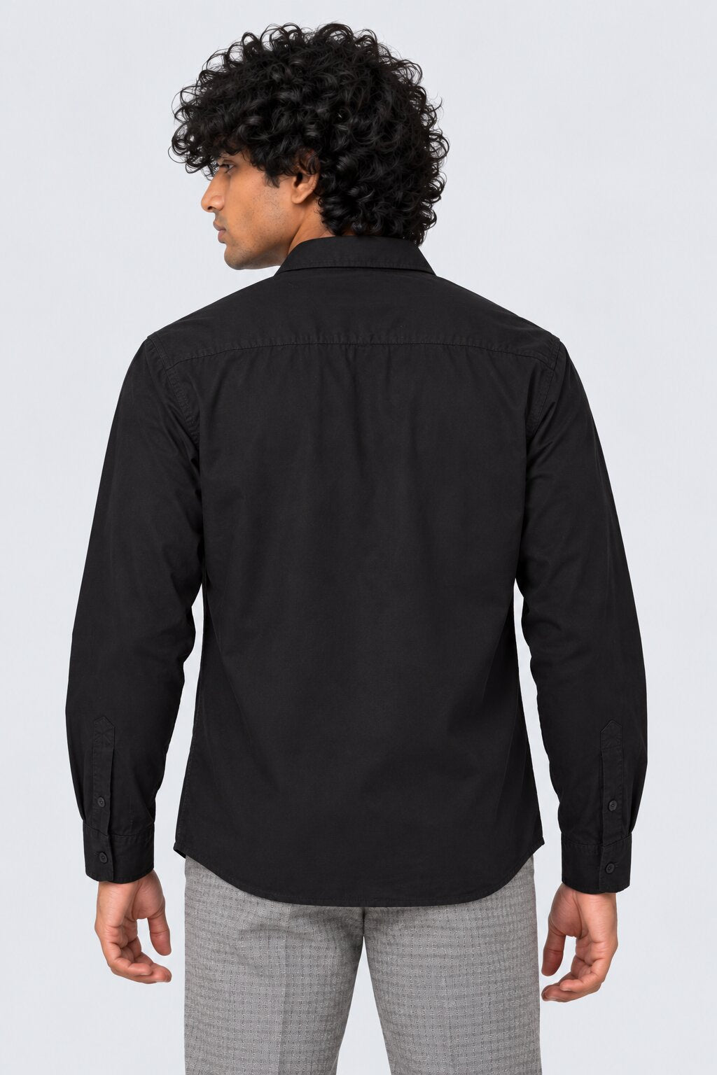 Mens Solid Black Formal Shirt - Image 5