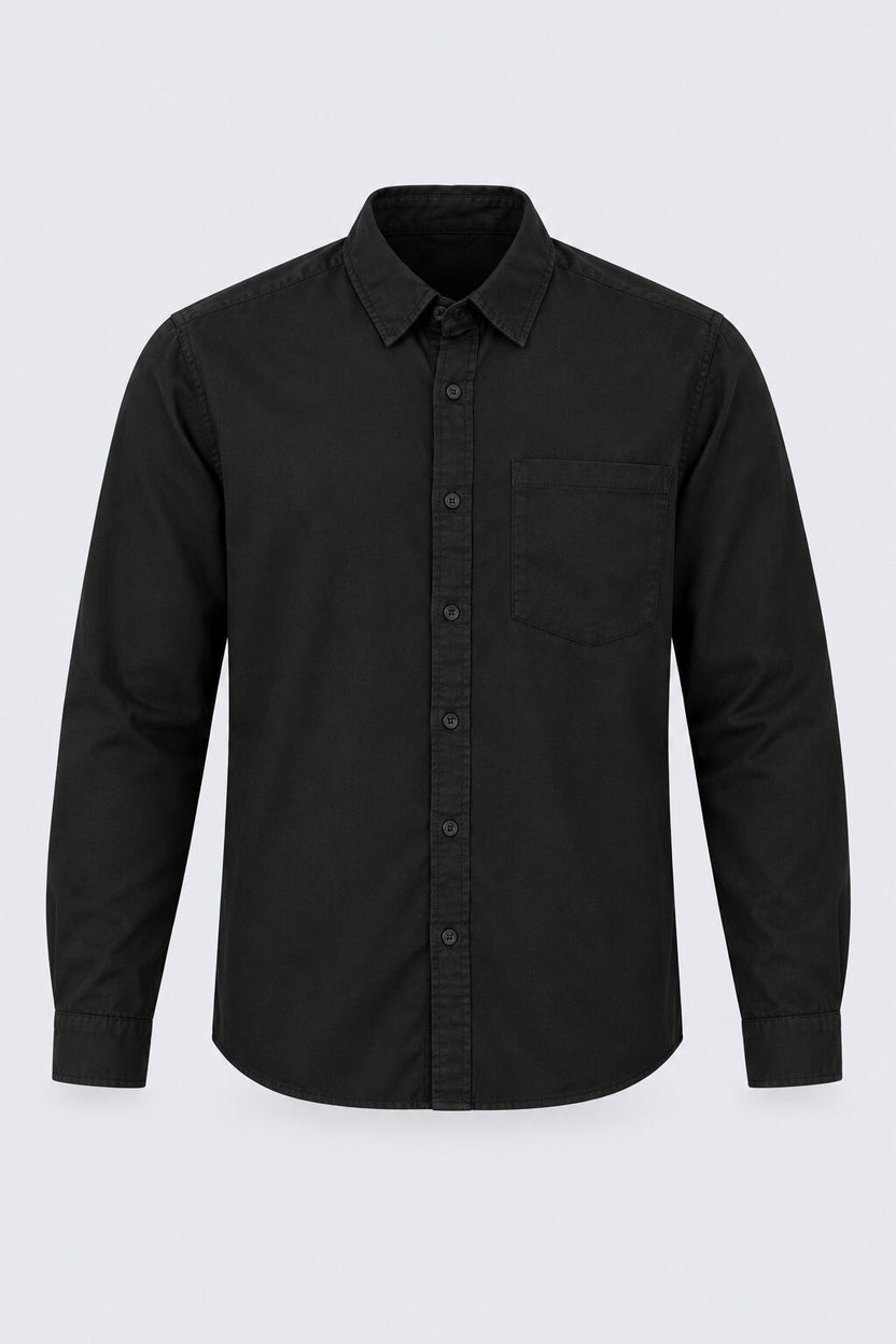 Mens Solid Black Formal Shirt - Image 7