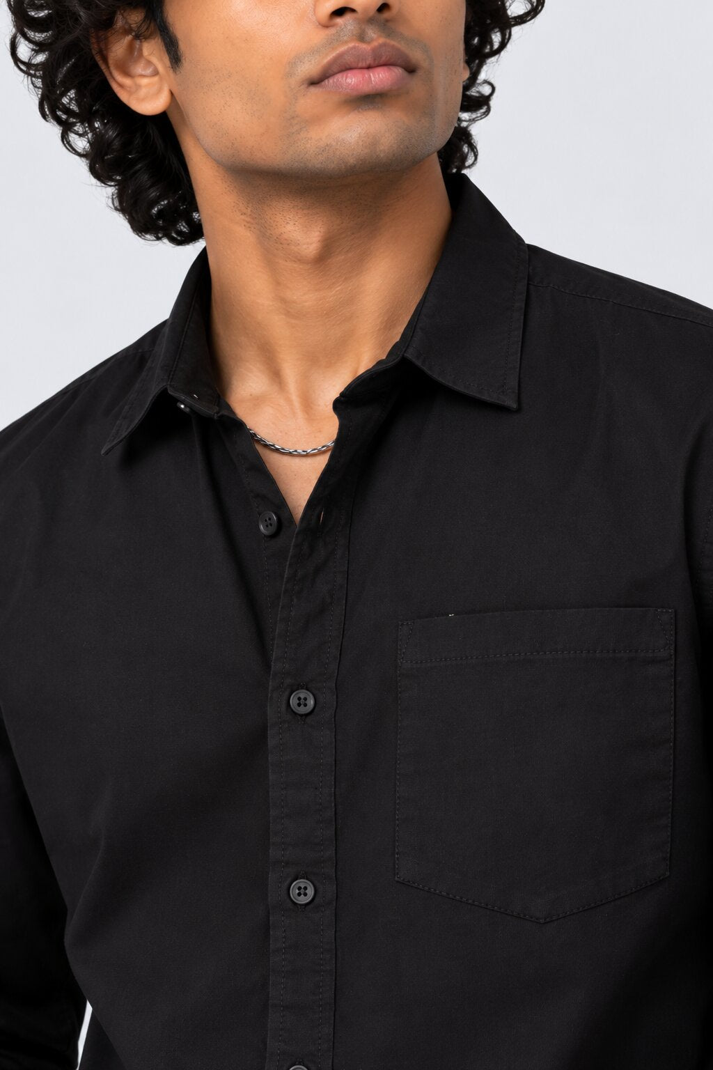 Mens Solid Black Formal Shirt - Image 9