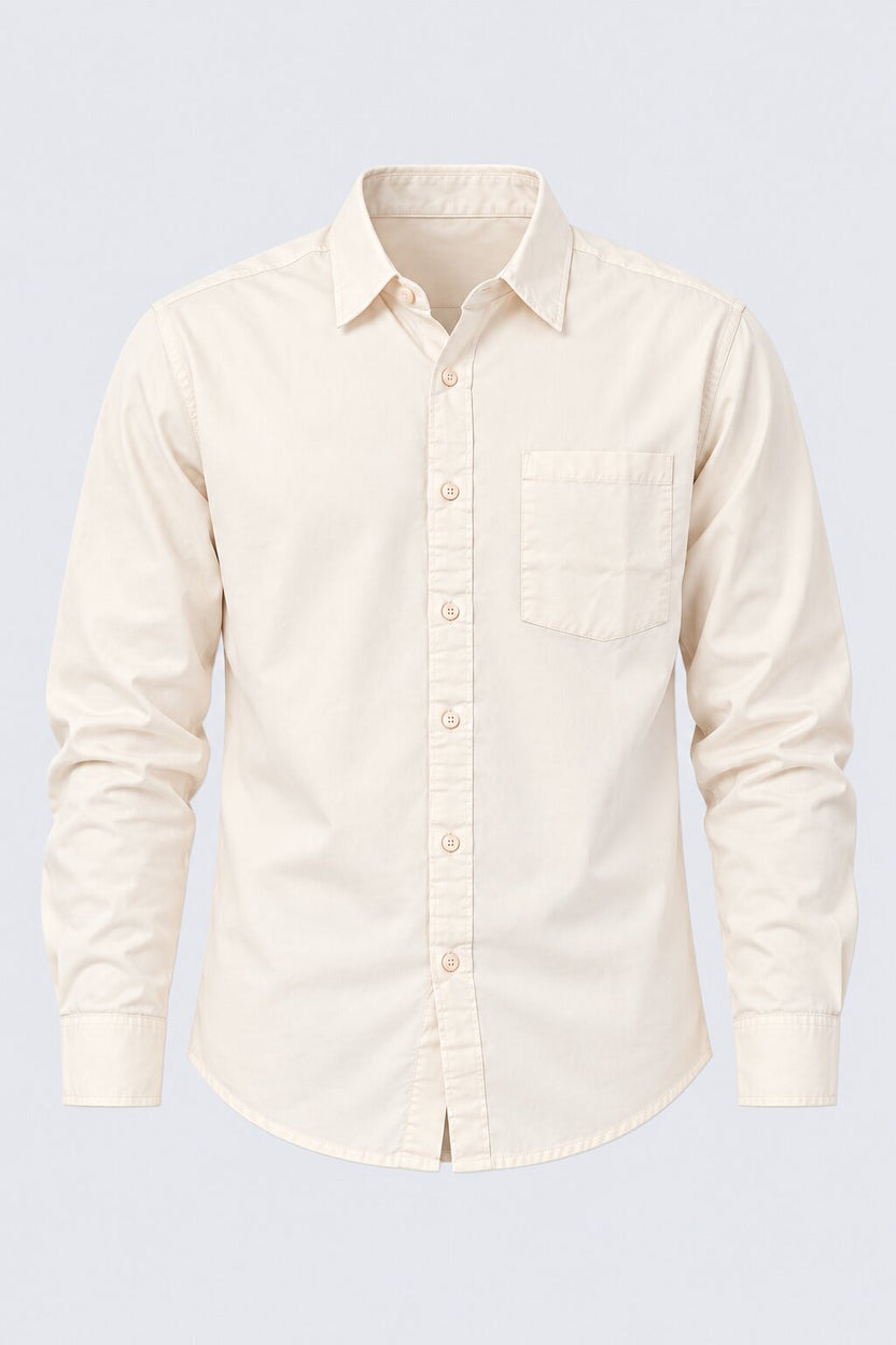 Mens Solid Off White Formal Shirt - Image 7