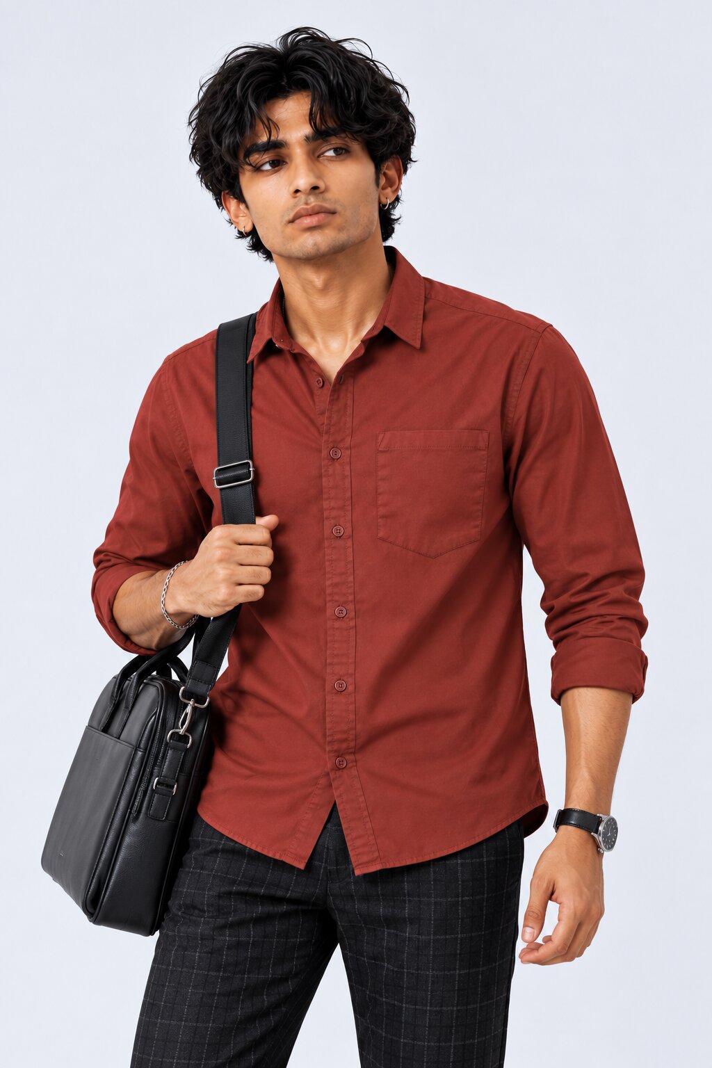 Mens Solid Rust Formal Shirt - Image 1
