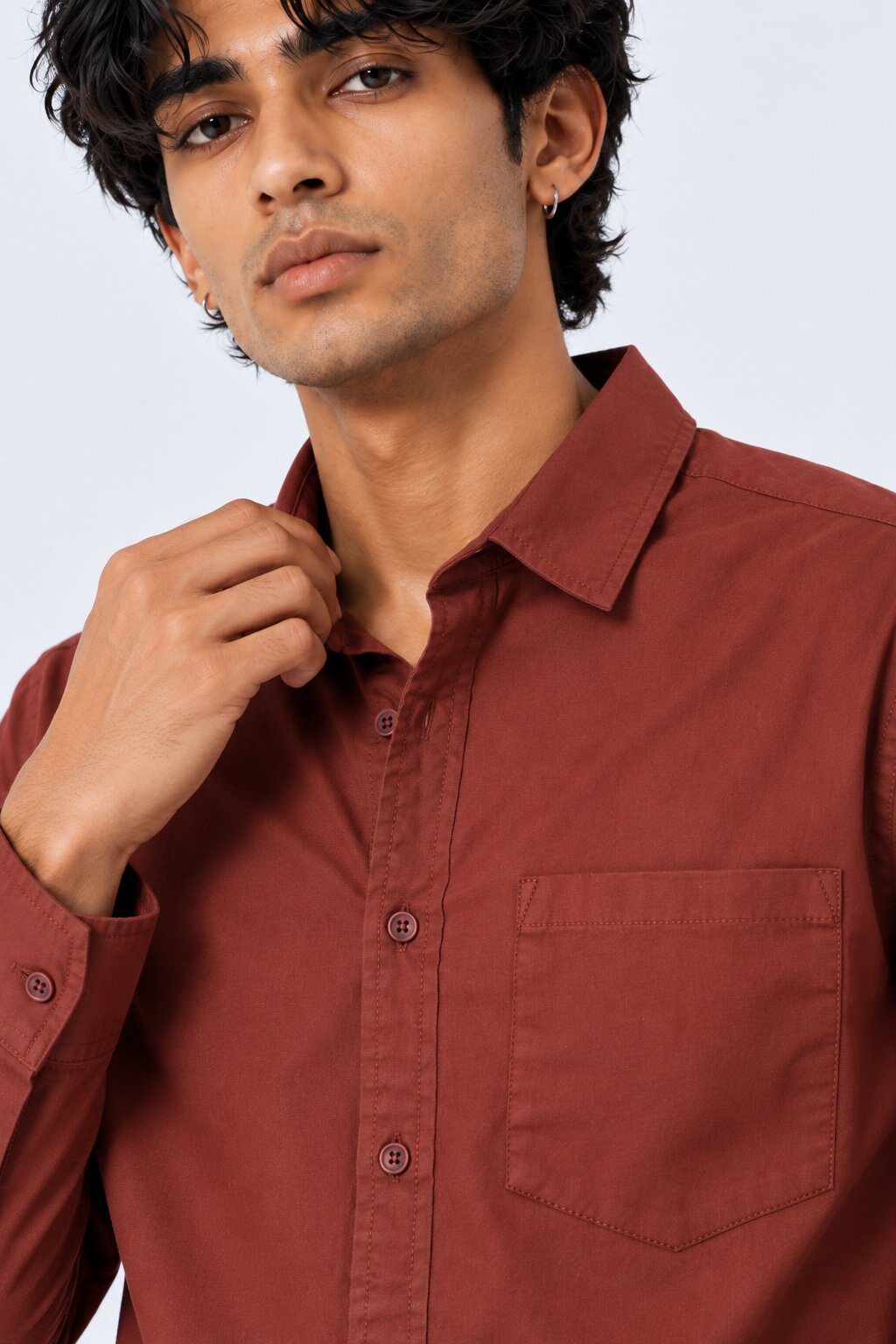 Mens Solid Rust Formal Shirt - Image 3