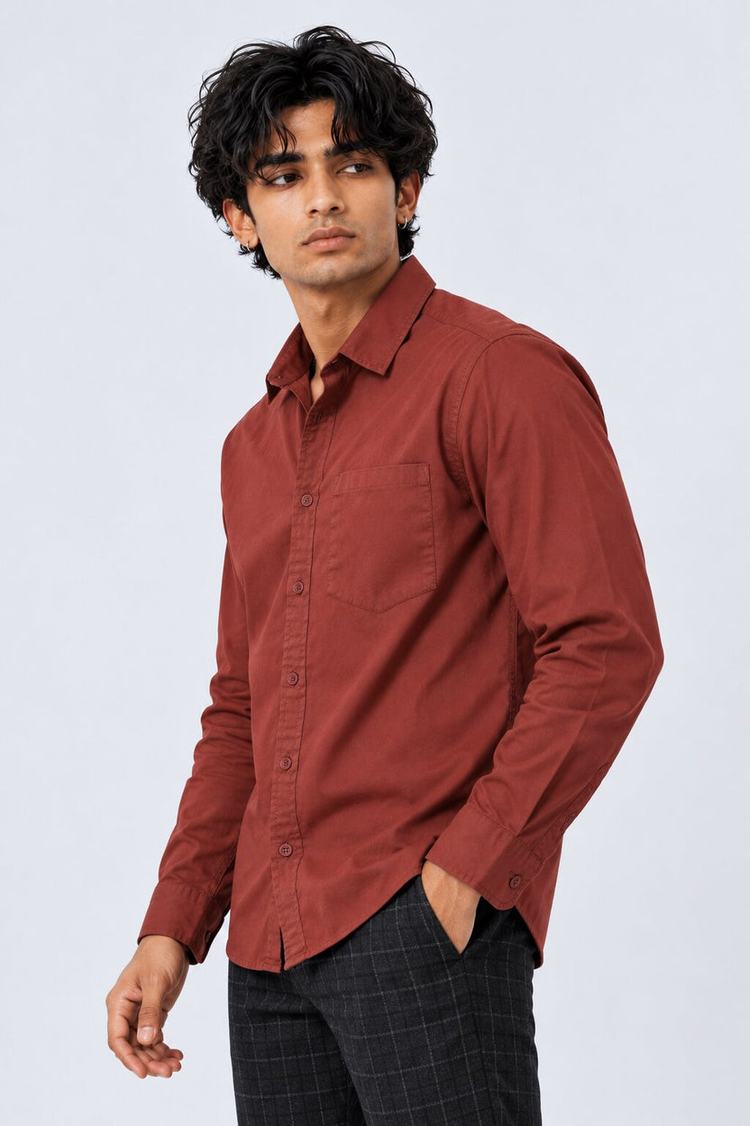 Mens Solid Rust Formal Shirt - Image 4