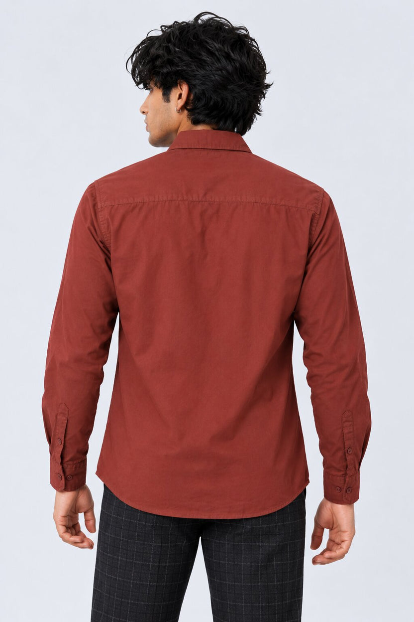 Mens Solid Rust Formal Shirt - Image 5
