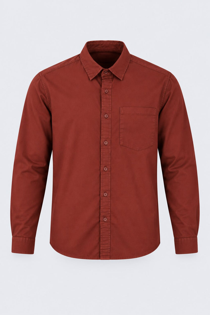 Mens Solid Rust Formal Shirt - Image 7