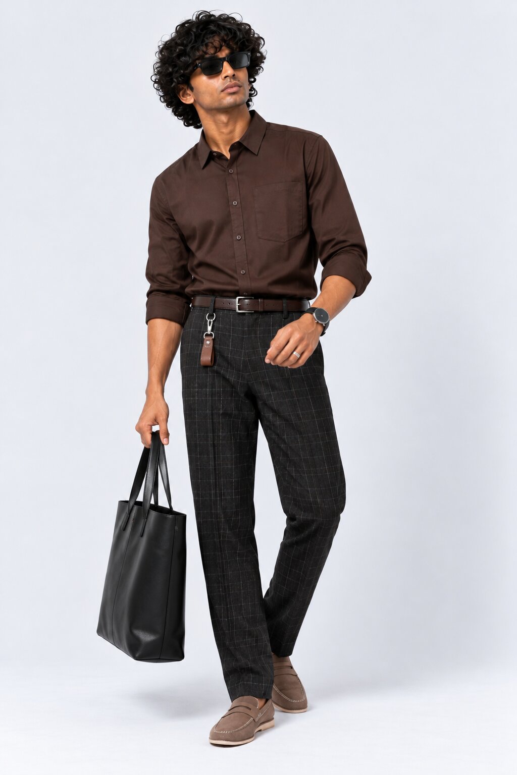 Mens Solid Brown Formal Shirt - Image 6
