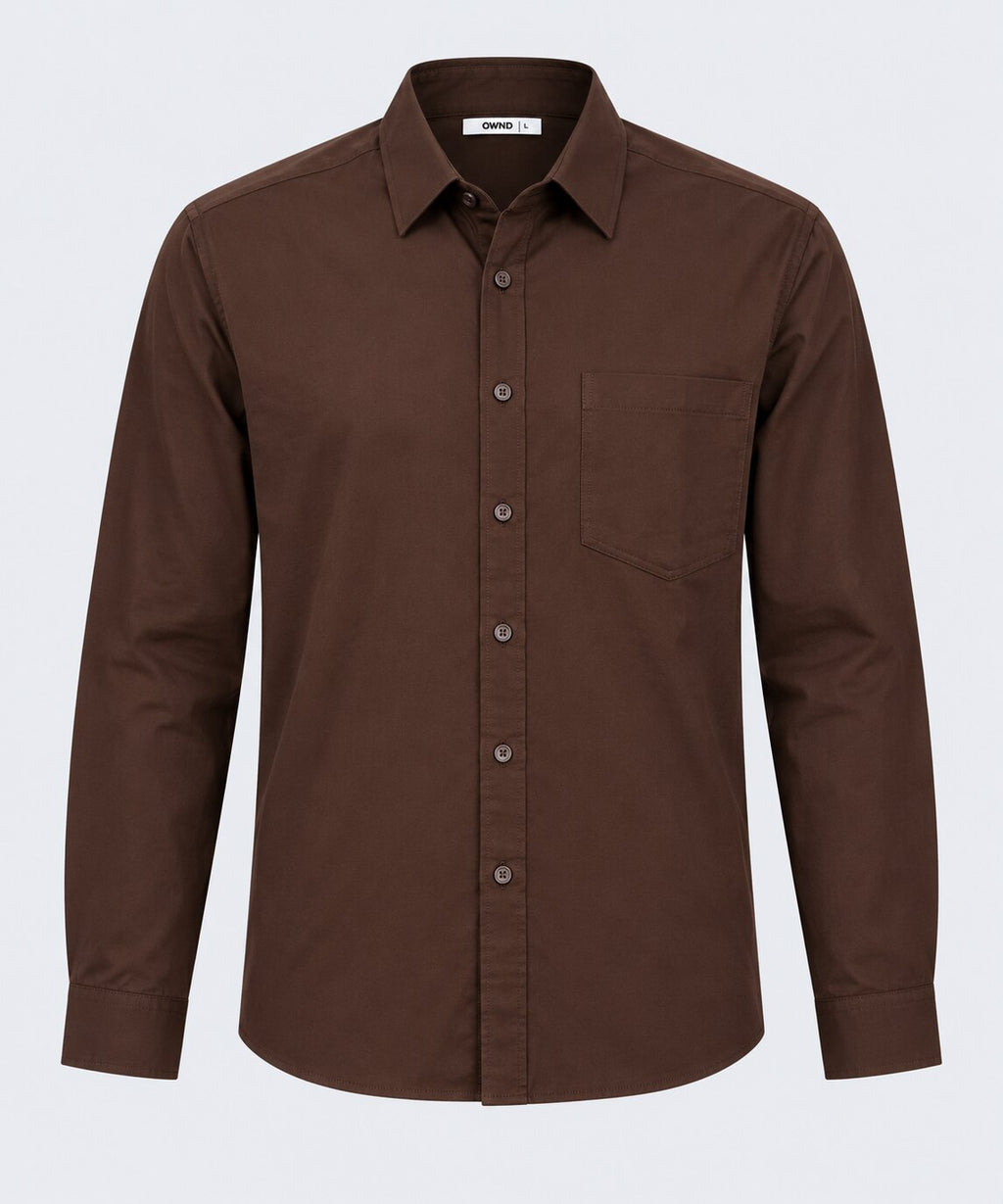 Mens Solid Brown Formal Shirt - Image 7