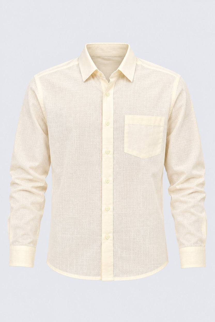 Mens Solid Off-White Casual Shirt - Image 7