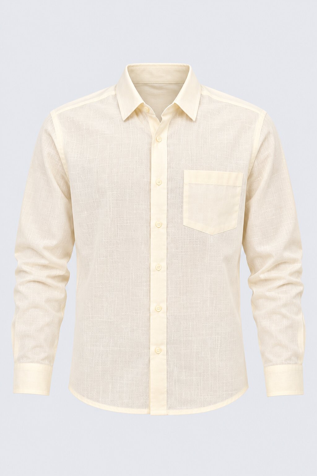 Mens Solid Off-White Casual Shirt - Image 7