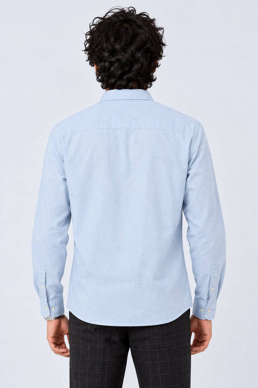 Mens Solid Light Blue Formal Shirt - Image 5