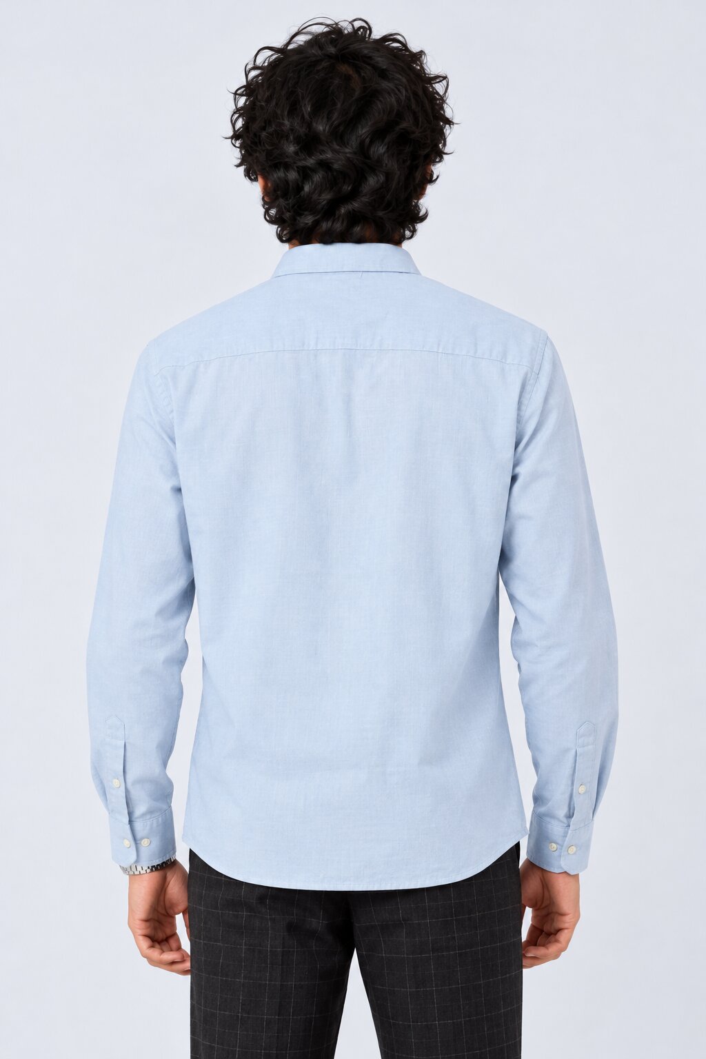 Mens Solid Light Blue Formal Shirt - Image 5