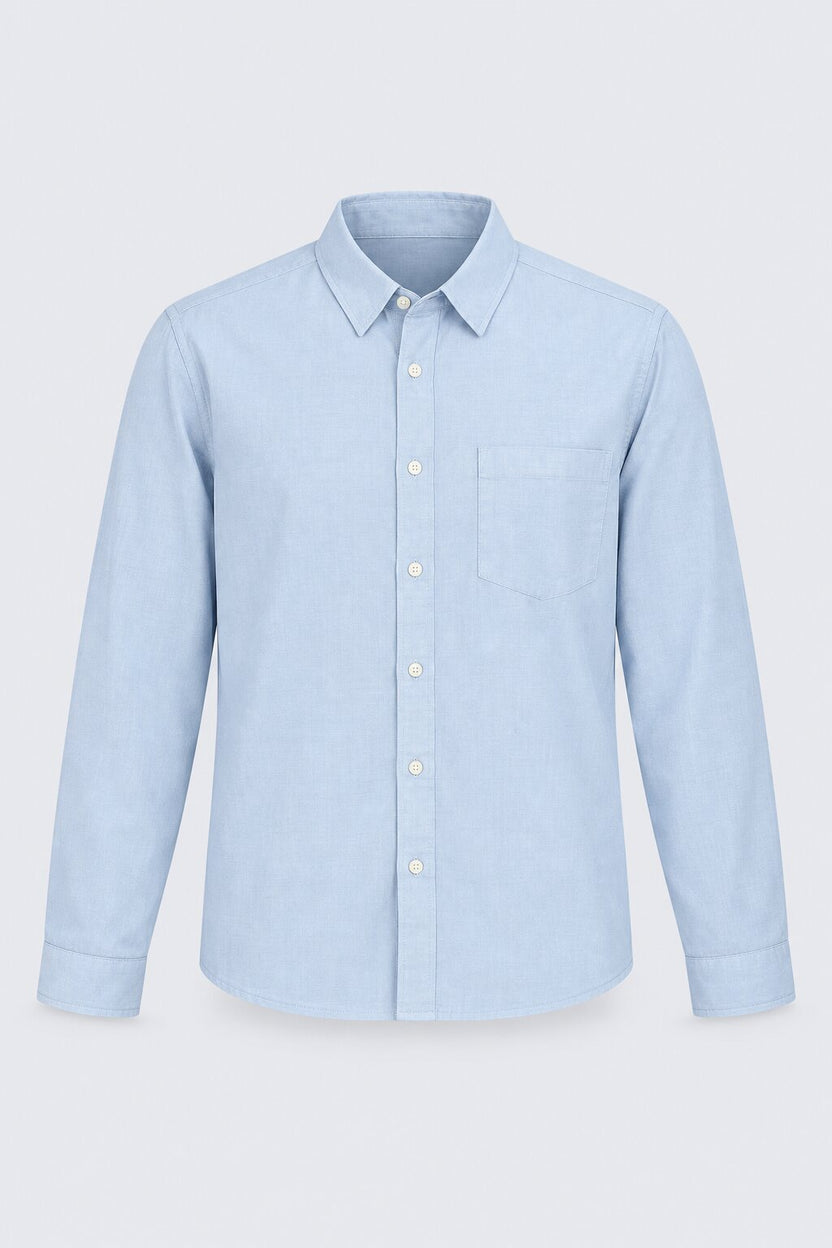 Mens Solid Light Blue Formal Shirt - Image 7