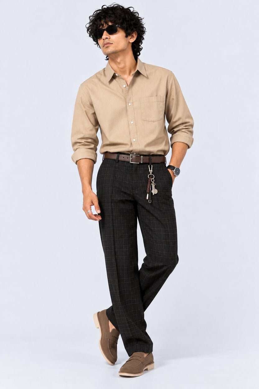 Mens Solid Taupe Formal Shirt - Image 6