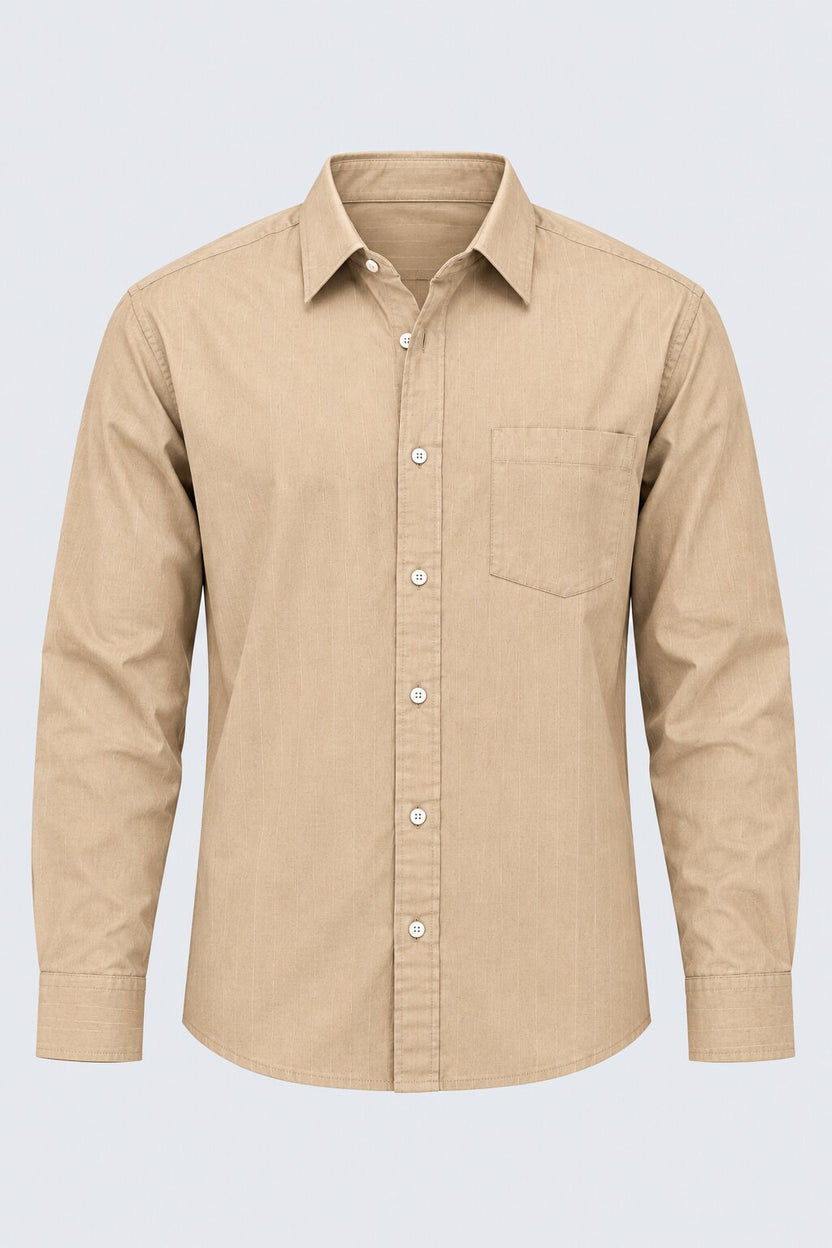Mens Solid Taupe Formal Shirt - Image 7