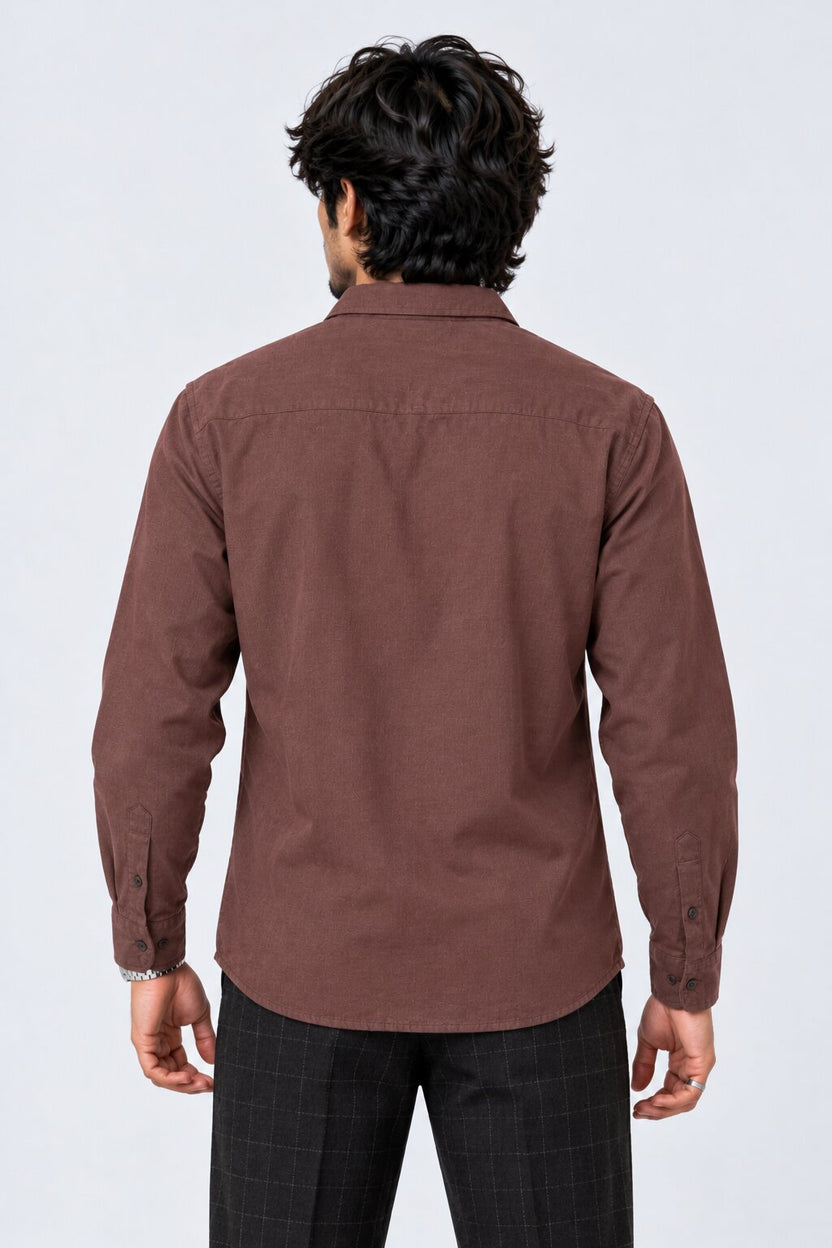 Mens Solid Brown Formal Shirt - Image 5