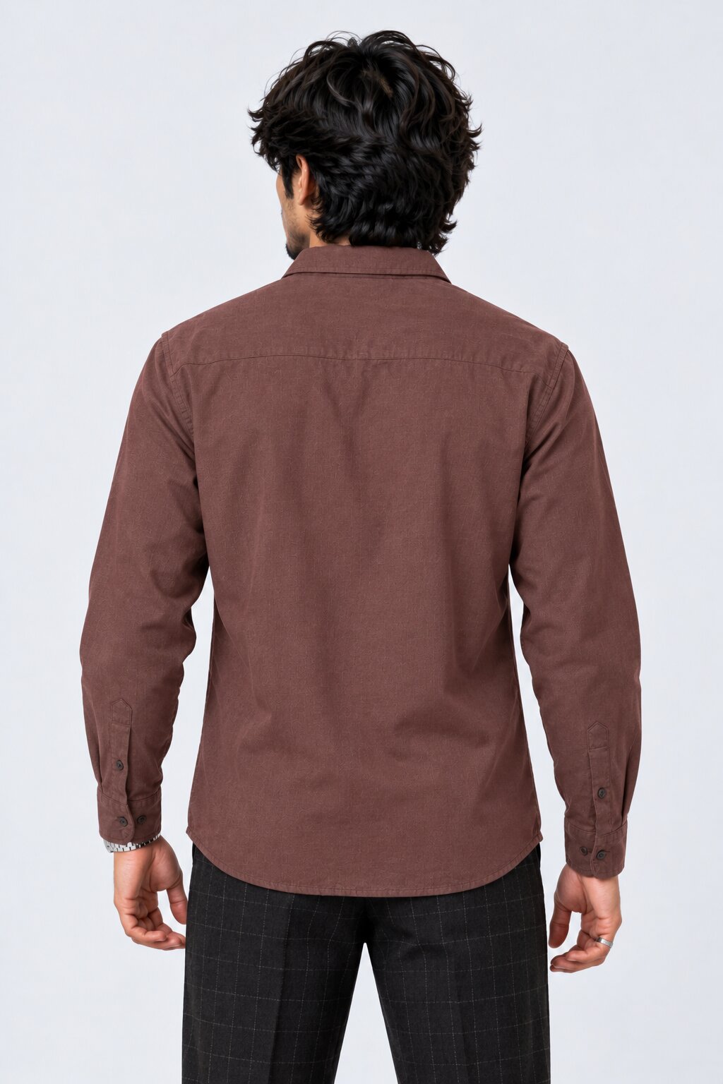Mens Solid Brown Formal Shirt - Image 5