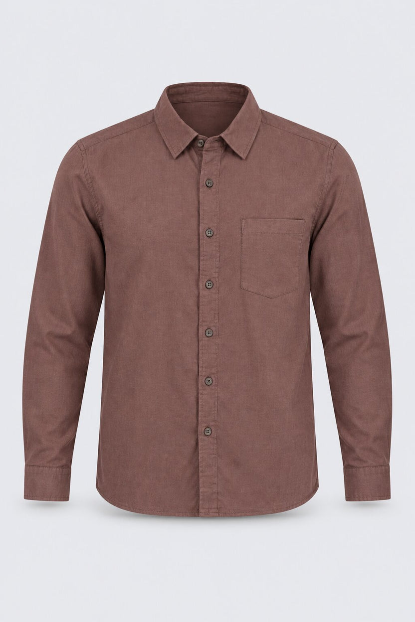 Mens Solid Brown Formal Shirt - Image 7