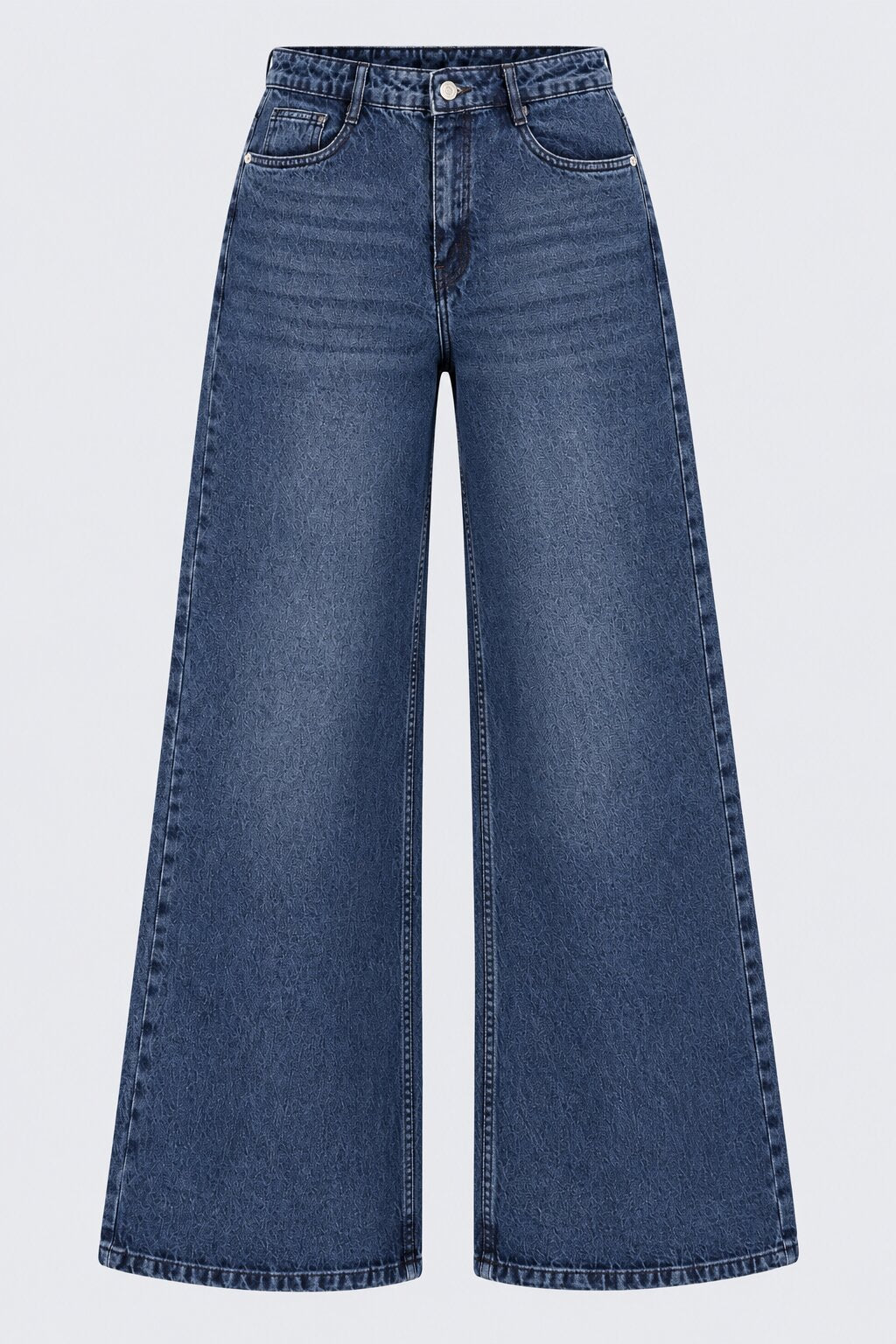 Womens Blue Solid Wide Leg Jeans - Image 7