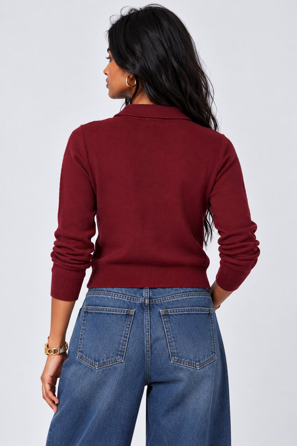 Women Maroon Teddy Bear Embroidered Top - Image 5