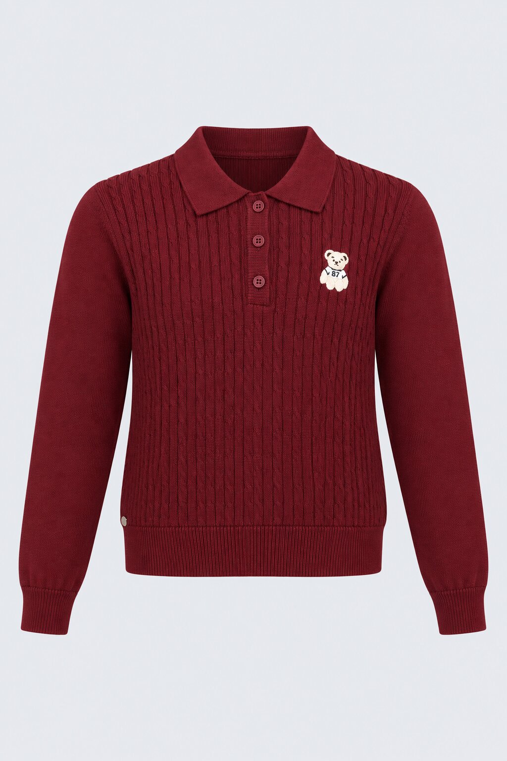 Women Maroon Teddy Bear Embroidered Top - Image 7
