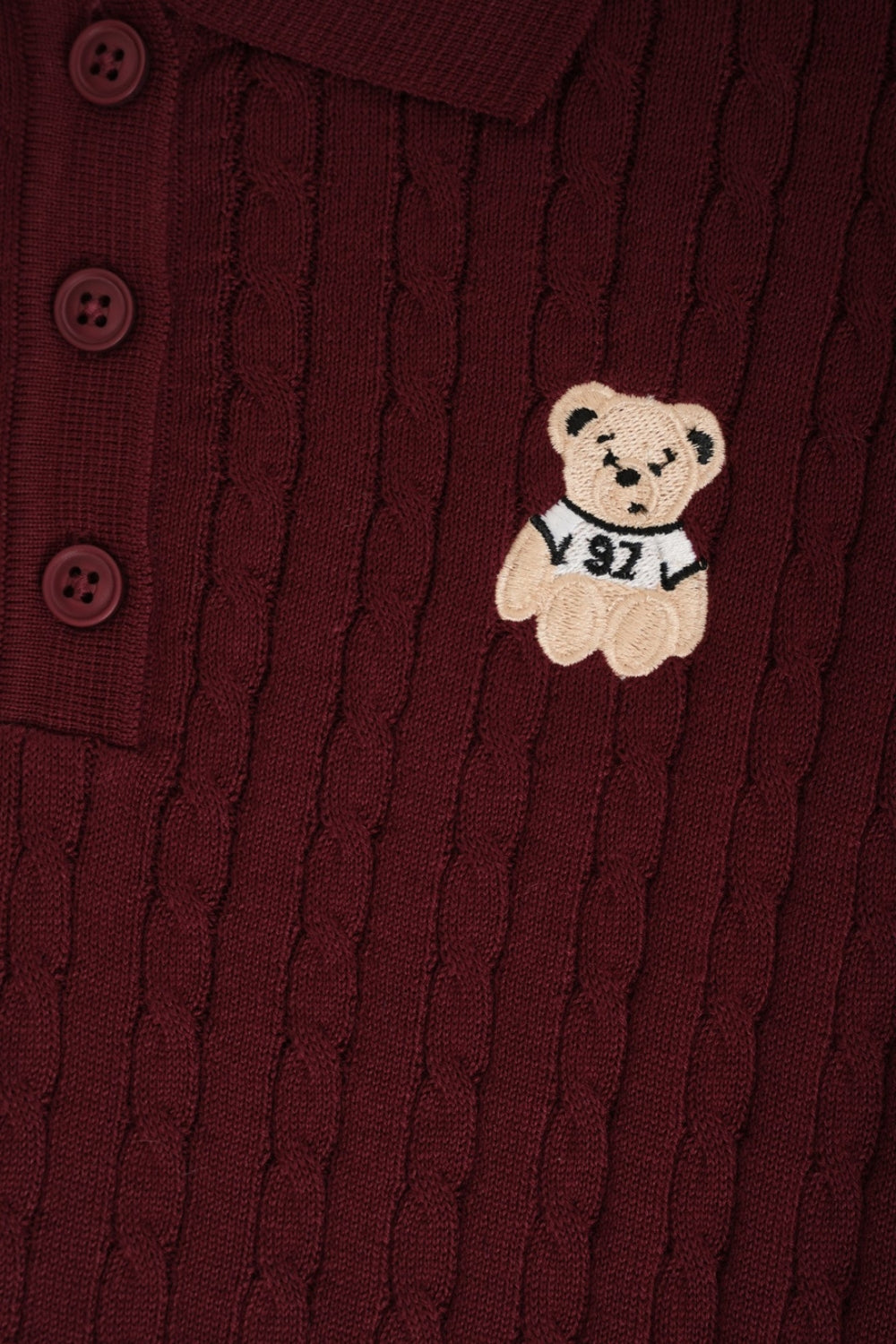 Women Maroon Teddy Bear Embroidered Top - Image 8