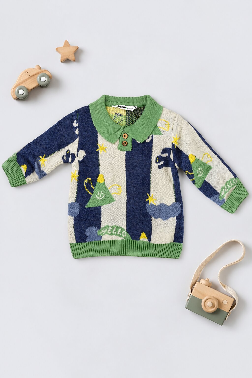 Infant Boys Multi Color Graphic Print Polo Sweater - Image 1