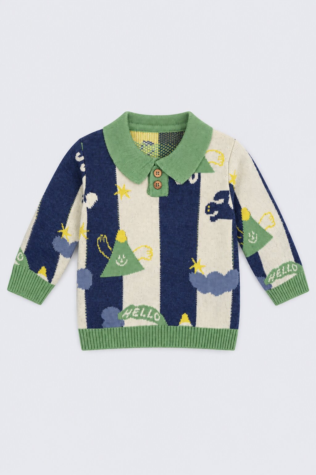 Infant Boys Multi Color Graphic Print Polo Sweater - Image 2