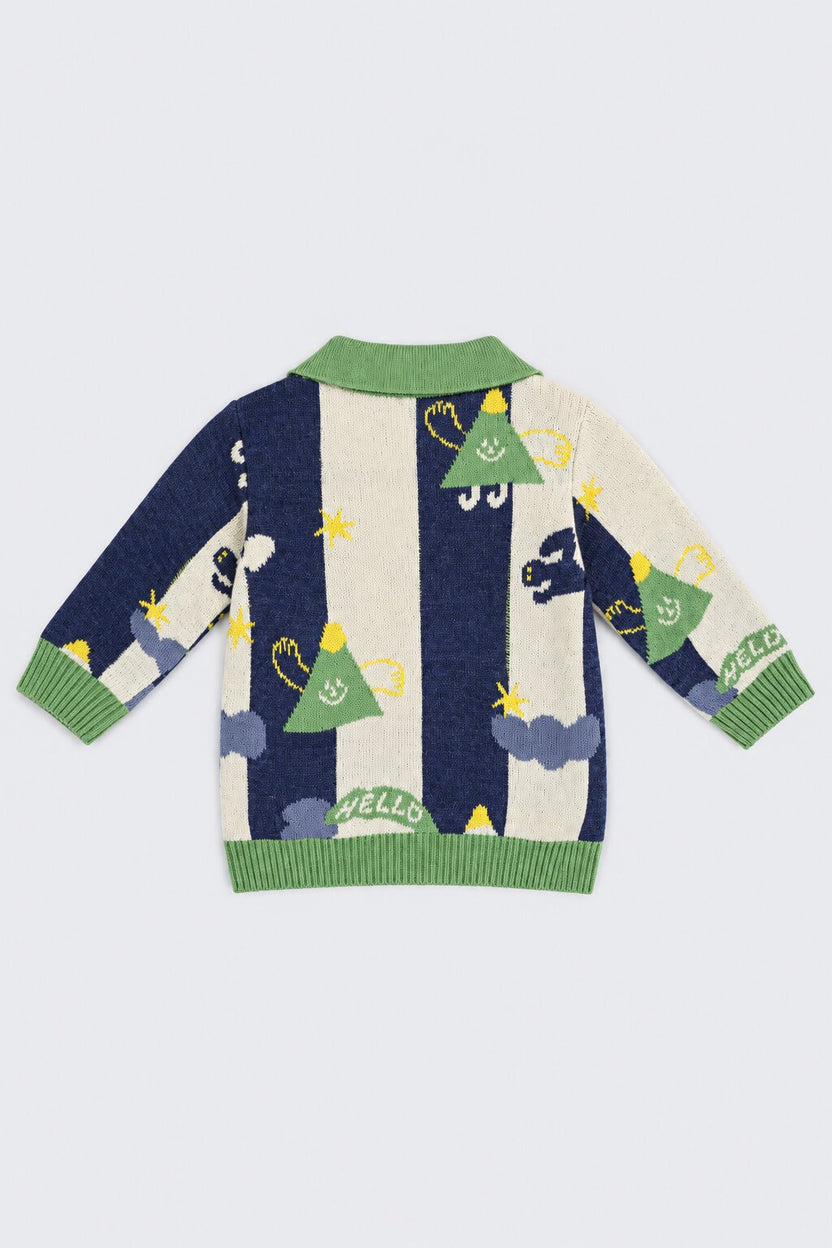 Infant Boys Multi Color Graphic Print Polo Sweater - Image 3