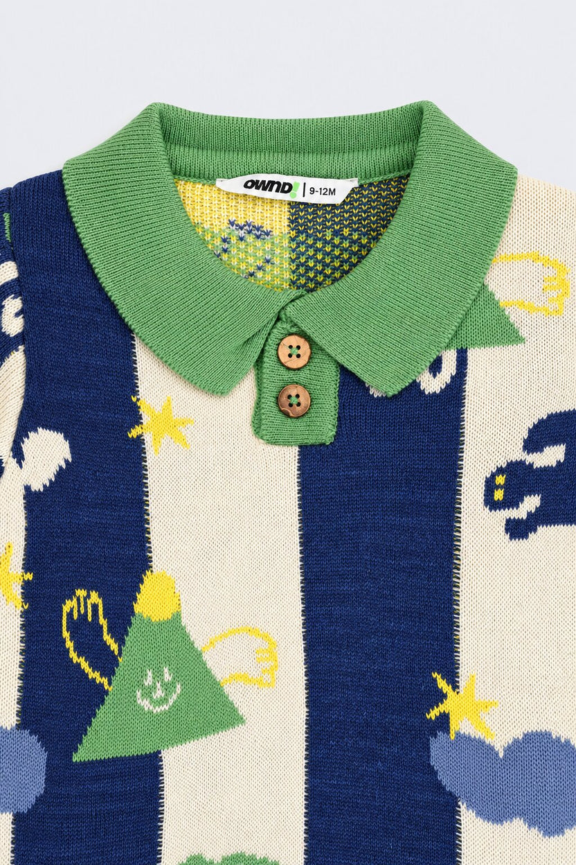 Infant Boys Multi Color Graphic Print Polo Sweater - Image 4